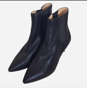 Katy Perry The Joan Faux Leather Black Metallic Booties Womens Size 9.5 EUC